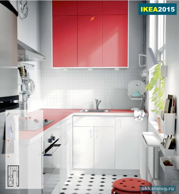 красная кухня икеа в каталоге 2015 года